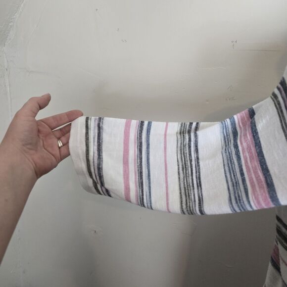 Torrid Multi Stripe Slub Knit Cardigan Size 1X Open 3/4 Sleeved Lightweight - Picture 4 of 11